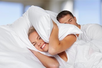 Obraz na płótnie Canvas Snoring, Sleeping, Couple.