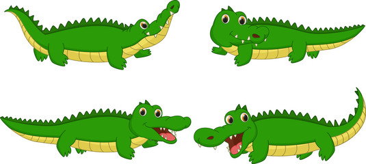 Naklejka premium set of crocodile cartoon