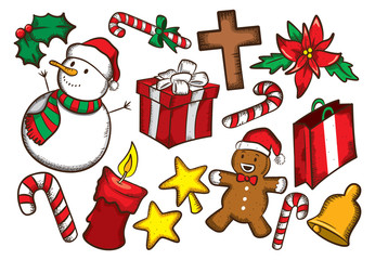 Set of colorful christmas stuff