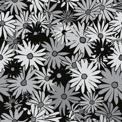 Fototapeta premium Floral Pattern On Black