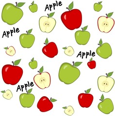 Abstract background with red and green apples. Seamless pattern