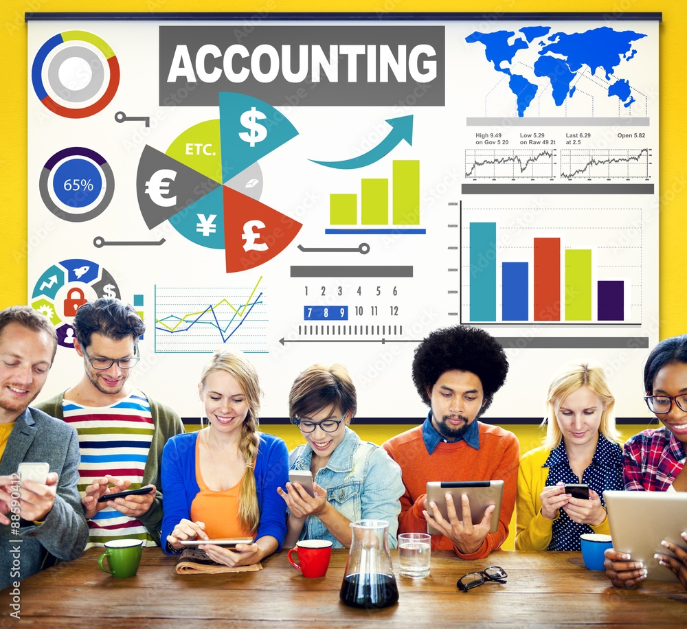Wall mural accounting investment expenditures revenue data report concept - Wall murals