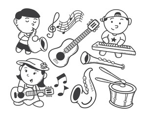 children playing music