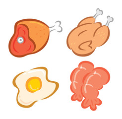 set of raw food icon