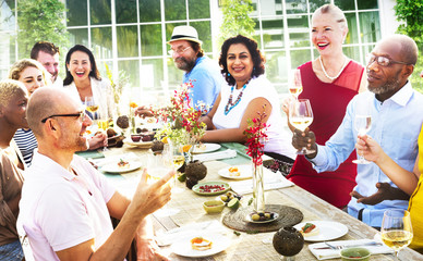 Diverse People Luncheon Food Summer Concept