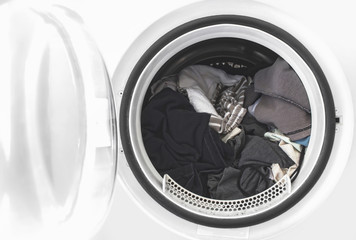 clothes in the washing machine