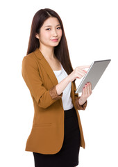 Fototapeta premium Asian woman use of tablet pc