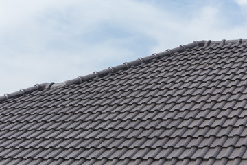 black tile roof on a new house