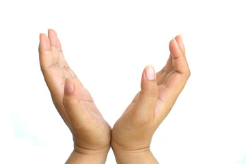 Two hands isolated on white background