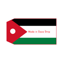Gaza Strip flag on price tag with word Made in Gaza Strip isolat