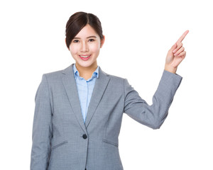 Businesswoman with finger point up