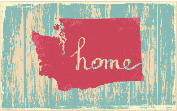 Washington Nostalgic Rustic Vintage State Vector Sign