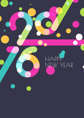 New Year 2016 creative greeting card. Abstract colorful confetti