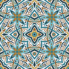 Abstract Colorful Damask Seamless Vector Background