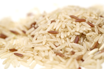 Raw brown rice close-up
