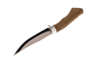 Bowie knife with wooden grip.