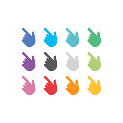 colorful flat hand icon direction