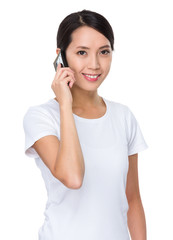 Woman talk to mobile phone