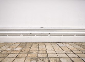 Vintage interior of stone wall and gray cement floor