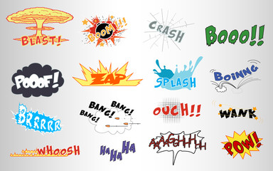 Comic sound effects/ Various set of sound effects used in comic books