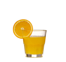 Orange juice on white background