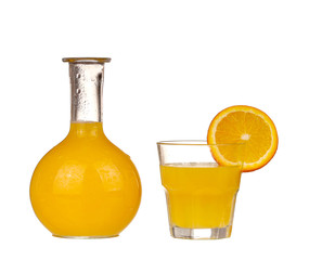 Orange juice on white background