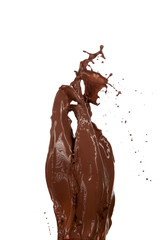 Chocolate  splash shape on white background