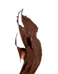 Chocolate  splash shape on white background