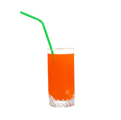 grapefruit juice in glass and white isolate