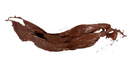Chocolate  splash shape on white background