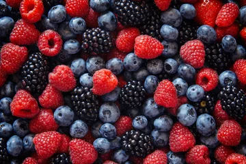 Foto op Plexiglas Gezond gemengd fruit en ingrediënten van bovenaanzicht © gilitukha