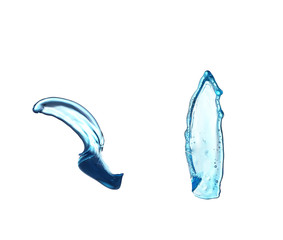 Blue splash closeup shoot, isolated on white background