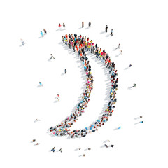 people in the shape of  Muslim crescent, religion