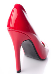 Red high heel shoe