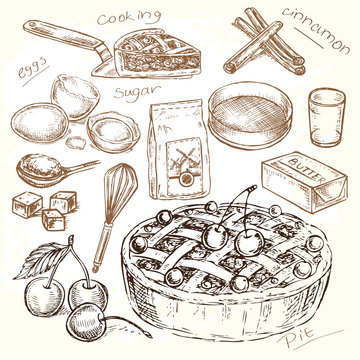 hand drawn illustration cooking