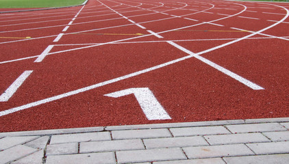 Rubber racecourse at the athlete sports stadium © dalaxey