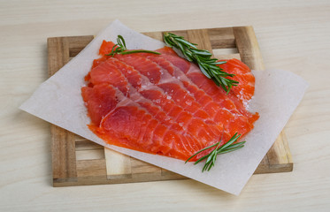 Sliced salmon