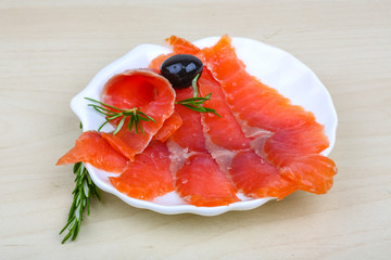 Sliced salmon