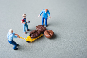 Obraz premium コーヒー豆を運ぶ人