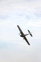 plane flies into the sky and makes incredible daring stunts