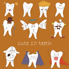 Dental collection for your design. Many various vector cartoons