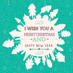 Christmas Greeting Card.Christmas and new year illustrations in