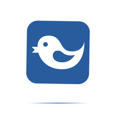 Flying twitter bird icon isolated on white background. Vector illustration