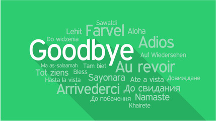 GOODBYE in different languages, word tag cloud