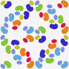 Multi-colored elements on a white seamless background.