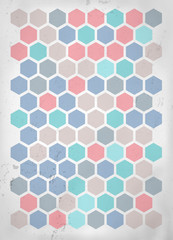 Retro grungy background with hexagons
