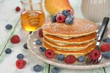 Traditional pancakes with berries