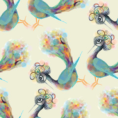 Obraz premium Beautiful birds on a white background.Seamless.