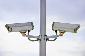 Surveillance cameras on a pole