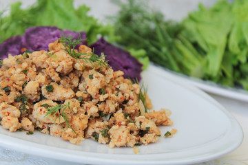 Thai Spicy minced chicken salad